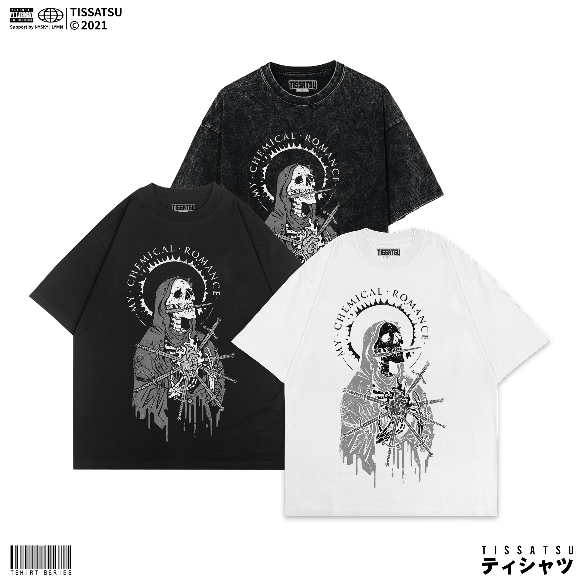 TISSATSU Kaos MY CHEMICAL ROMANCE Oversize Washed / T-Shirt Wash Slimfit / MCR-47