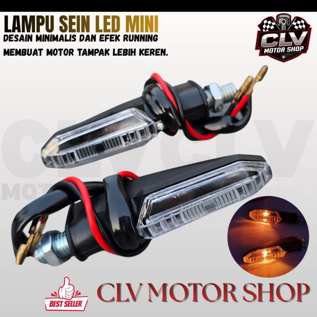 Lampu Sen Mini Motor Model Ninja - Nyala Kuning, Pemasangan Mudah, Desain Elegan C2127