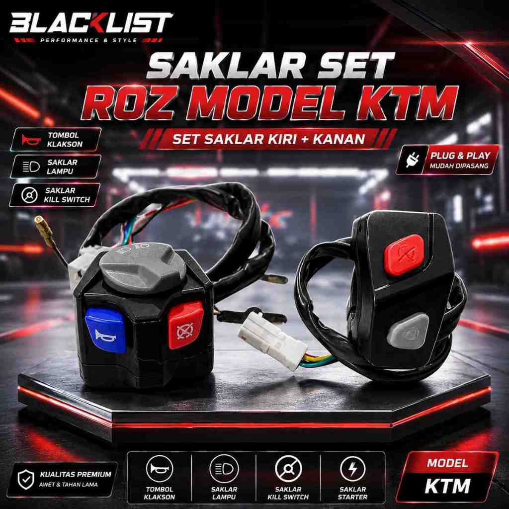 SAKLAR ROZ SET MODEL KTM UNIVERSAL PNP KLX DTRACKER DSB HOLDER SAKLAR SET KANAN KIRI MODEL KTM UNIVE