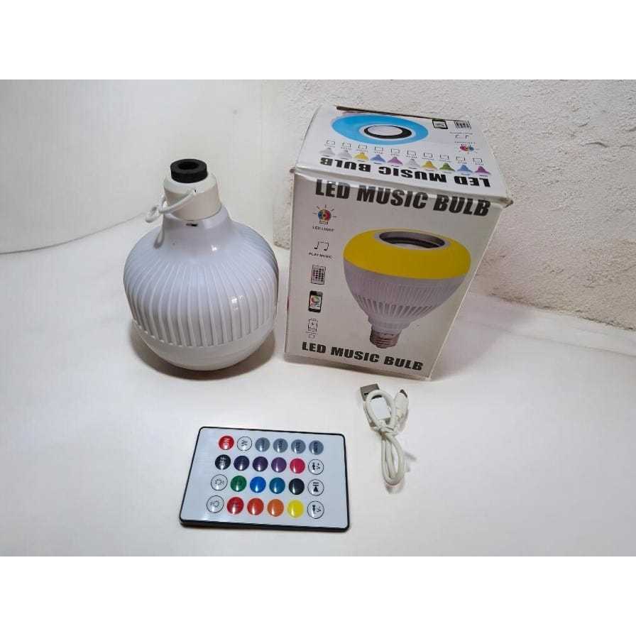 MUSIK BOX LED BULB MUSIK BOX BLUETOOTH GANTUNG MODEL BOHLAM LED WARNA REMOT