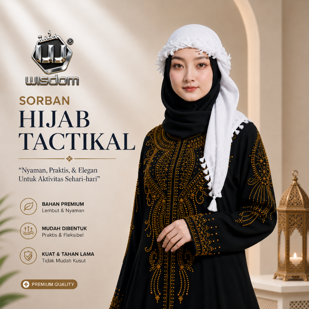 Sorban Arab Perempuan || Sorban Wanita Arab Rumbai || Sorban Hijab || Surban Santriwati || Kerudung