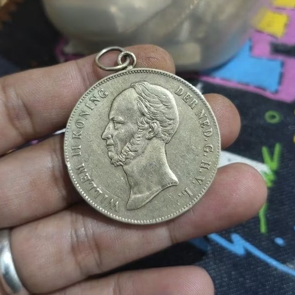 perak liontin koin willem ll koning original