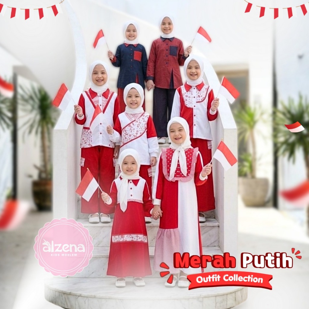 Alzena Kids Moslem - Gamis Anak 17 Agustus Merah Putih
