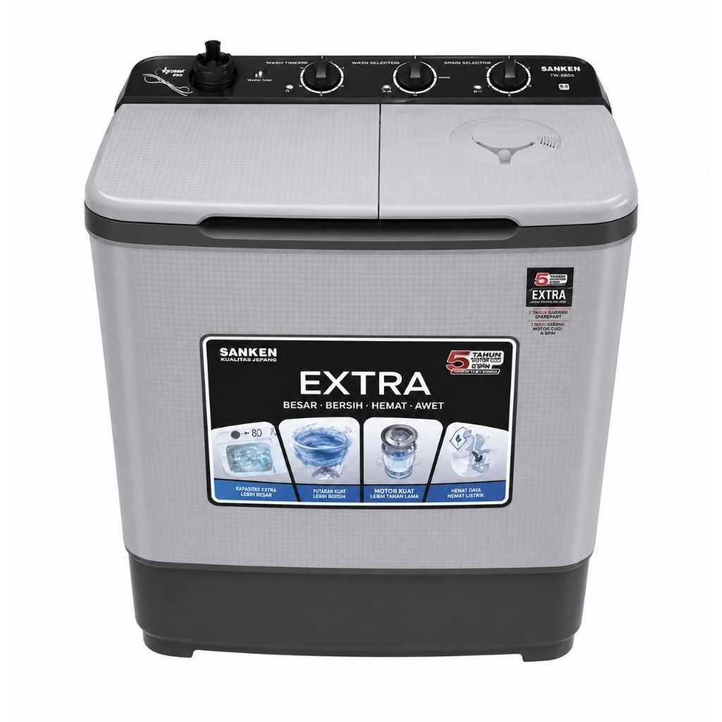 (INSTANT) Mesin Cuci Sanken 2 Tabung/Mesin Cuci Sanken TW-8600/Mesin Cuci Sanken 8663/2 Tabung