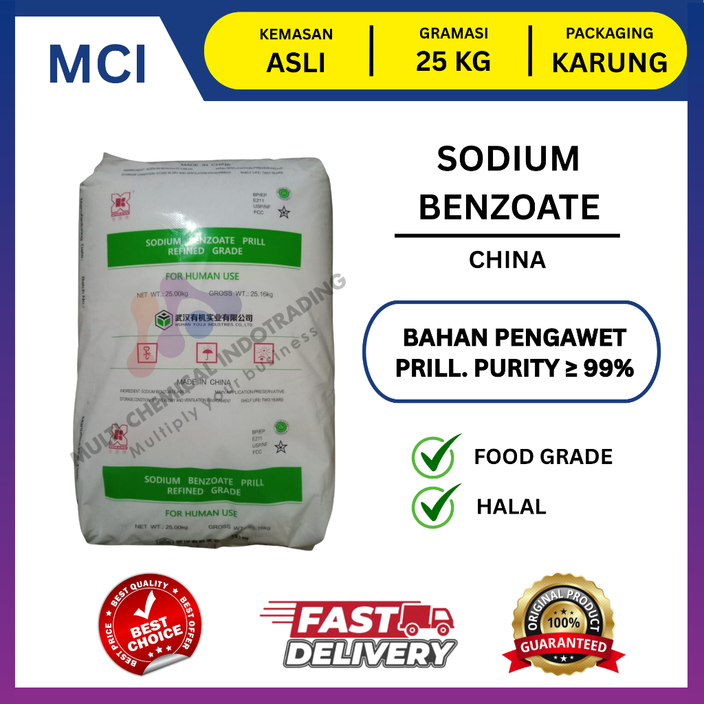 SODIUM BENZOATE BENZOAT WUHAN PRILL HIJAU - 1 BAG 25 KG