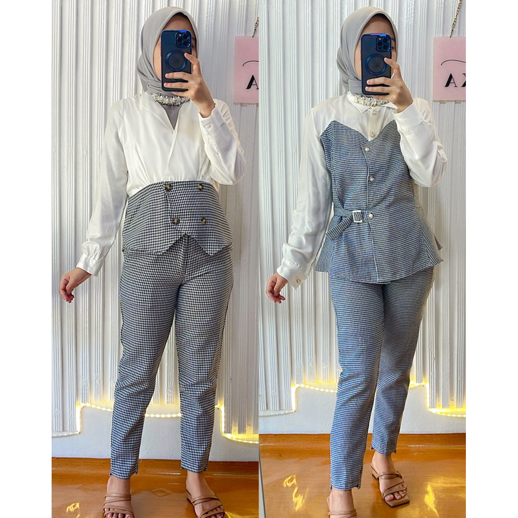 ASKA.ID - YENCI SHINENA PLAID SET STELAN ONSET BAJU KERJA KANTORAN