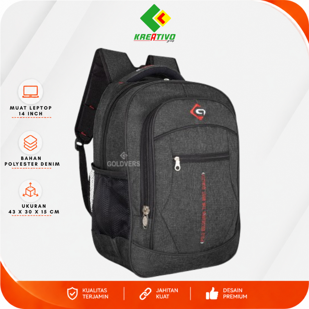 Tas Ransel Sekolah POLO GOLDVERS Backpack Kuliah Laptop Tas Ransel Pria Wanita POLO ORI