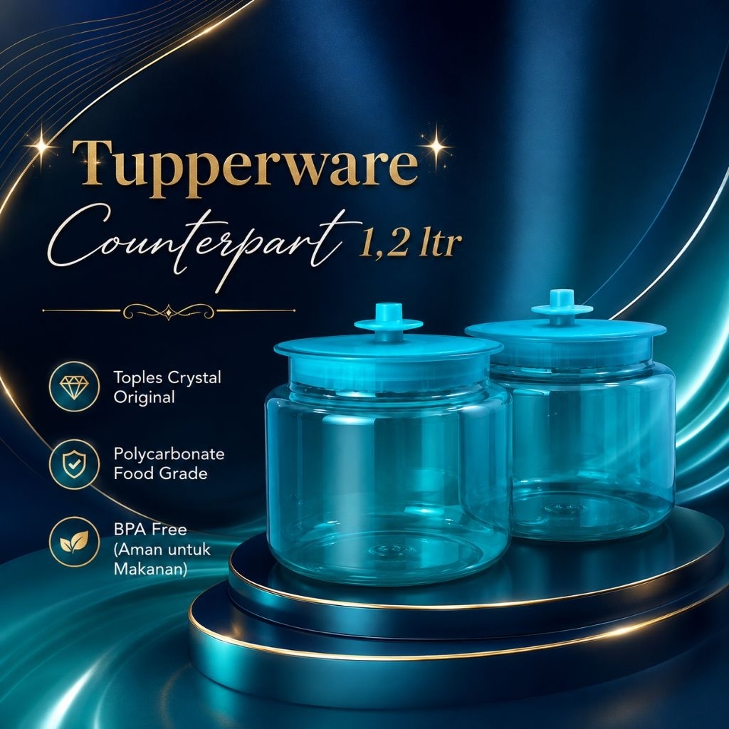 Limited Edition | Tupperware Counterpart 1.2L Original |  Toples Crystal Policarbonate Food Grade Te