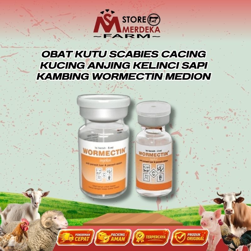Obat Kutu Scabies Cacing Kucing Anjing Kelinci Sapi Kambing Wormectin Medion