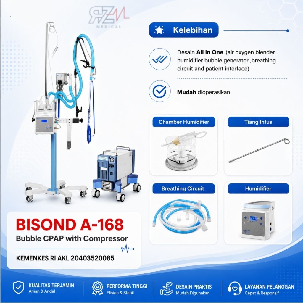 Alat Terapi Pernapasan Bayi Bisond A-168 Bubble CPAP with Compressor
