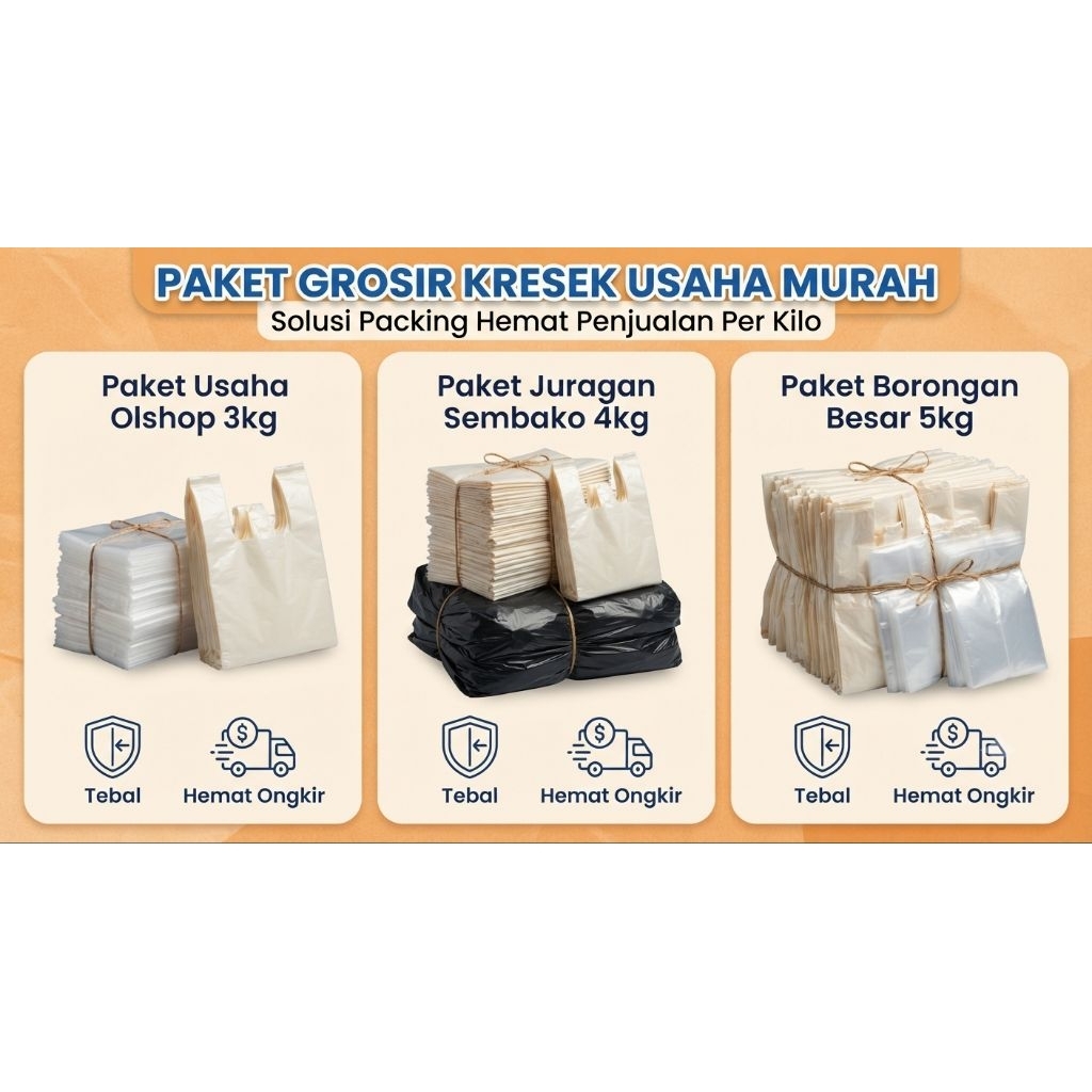 PAKET GROSIR Plastik Kresek Kiloan Tebal Usaha Olshop Sembako Kantung Plastik Murah 3KG 4KG 5KG