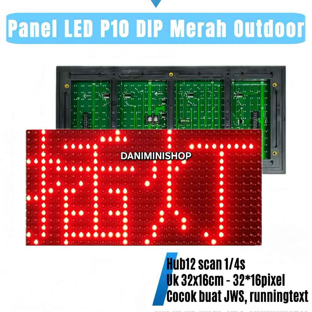 Panel Modul LED P10 DIP Merah Outdoor