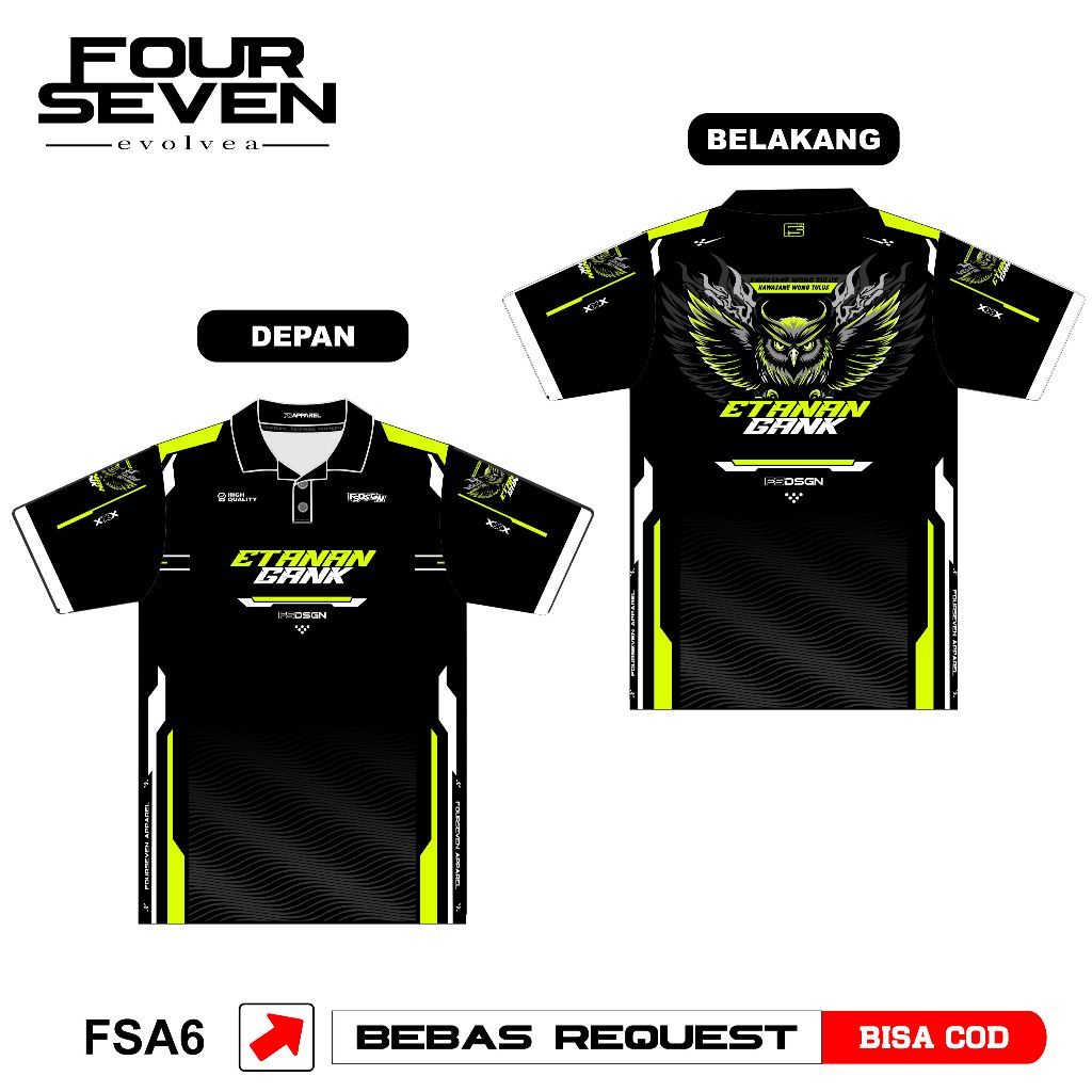 Jersey Etanan Gank Bahan Embos Topo Lengan Pendek UNISEX