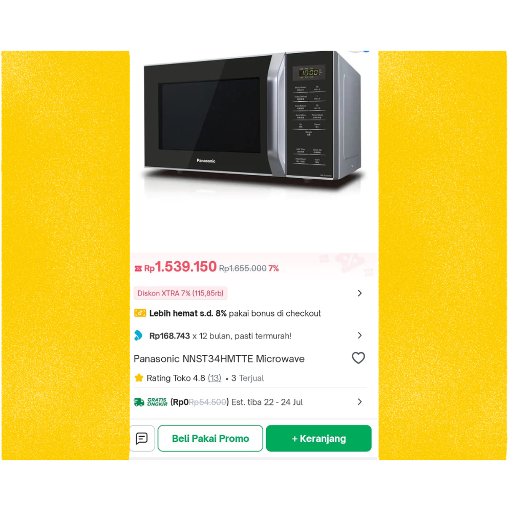 microwave panasonic NN-ST34HM garansi 12 bulan BONUS SPEAKER BLUETOOTH seharga 250rb
