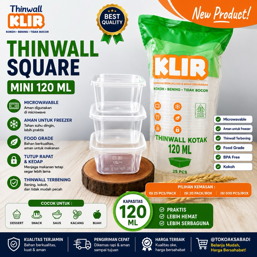 Thinwall Square Mini 120ML, 150 ML / Cup Dessert /thinwall kotak/thinwall mini