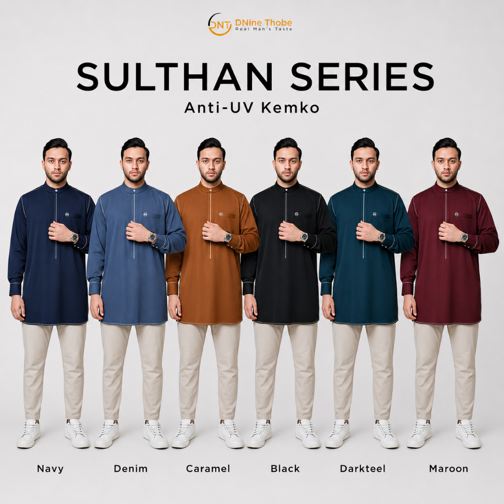 DNine Thobes - Sulthan Series Kemeja Koko Pria Slimfit Premium Anti UV Baju Muslim Modern