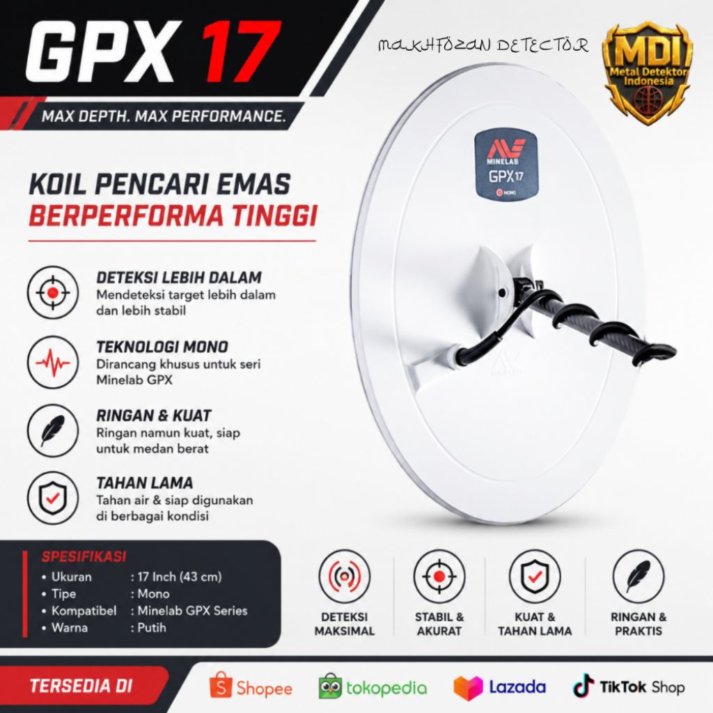 GPX 17 Coil original Minelab untuk GPX6000