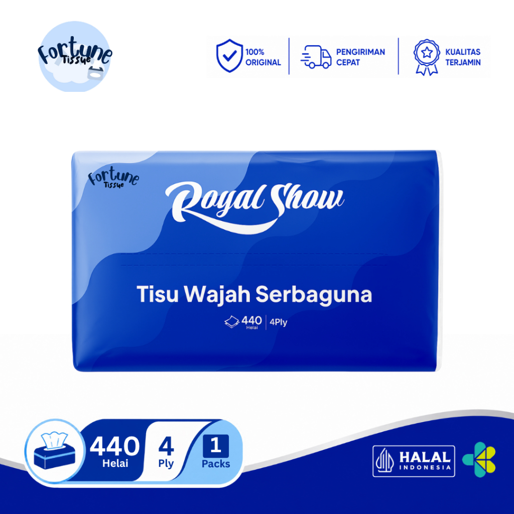PREMIUM Facial Tissue ROYAL SHOW 440 Helai 4 Ply | 100% Virgin Pulp