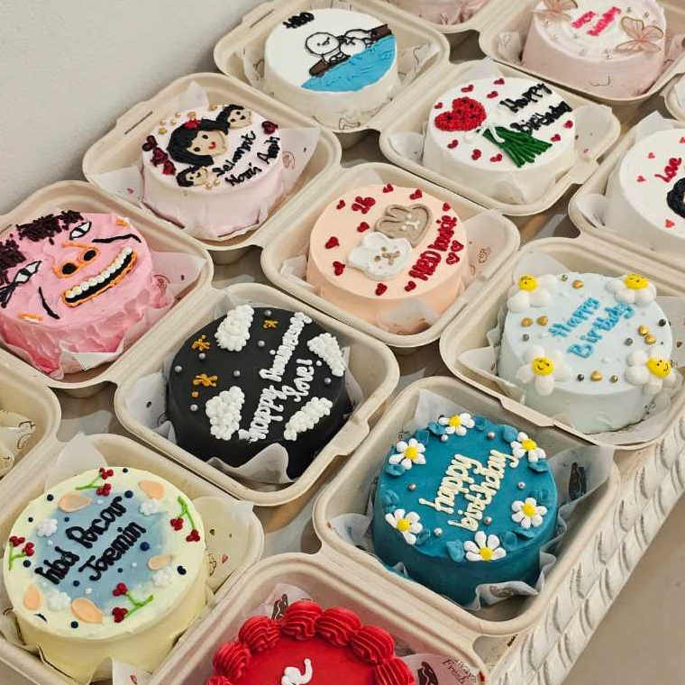 Korean Bento Cake 10cm Custom Bento Cake Lunch Box Cake Mini Birthday Cake Kue Ulang Tahun Custom Fo
