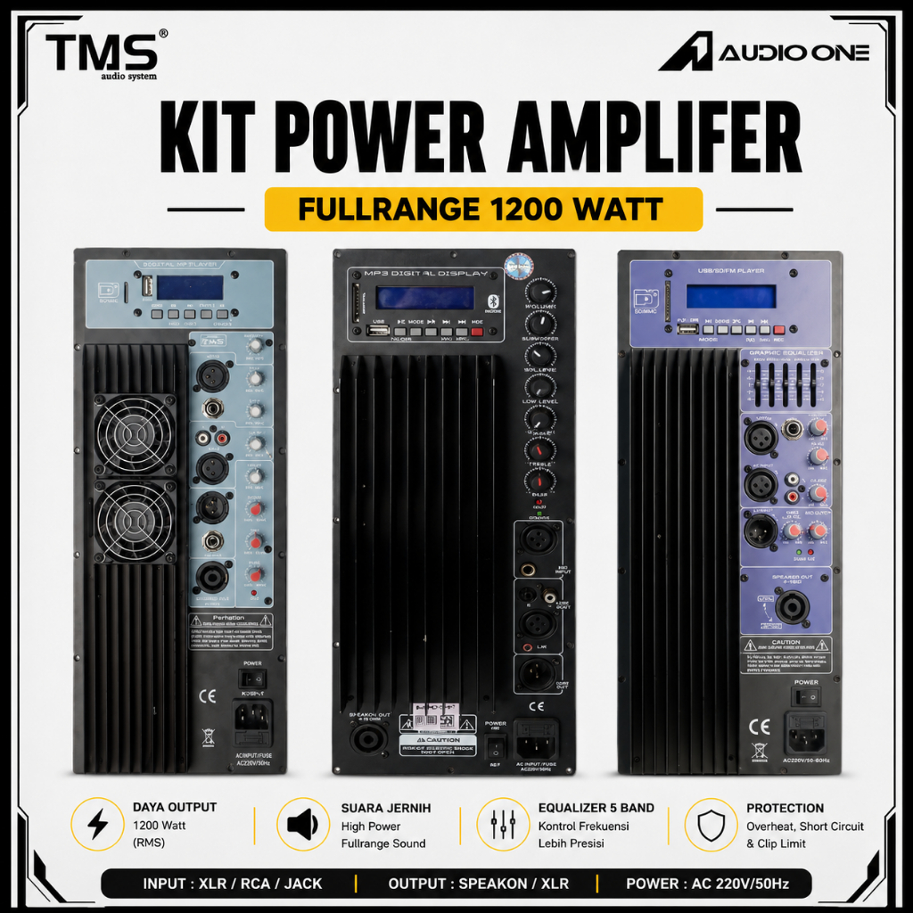 Power Kit Speaker 1200 Watt RMS Mesin Aktif Bluetooth Power Amplifier equaliser I TMS