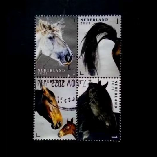 Prangko Belanda Horses 10v 2021 (used).