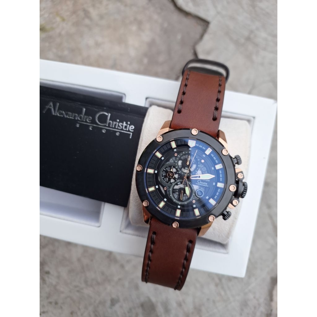 alexandre christie 6564 mc hitam rosegold original