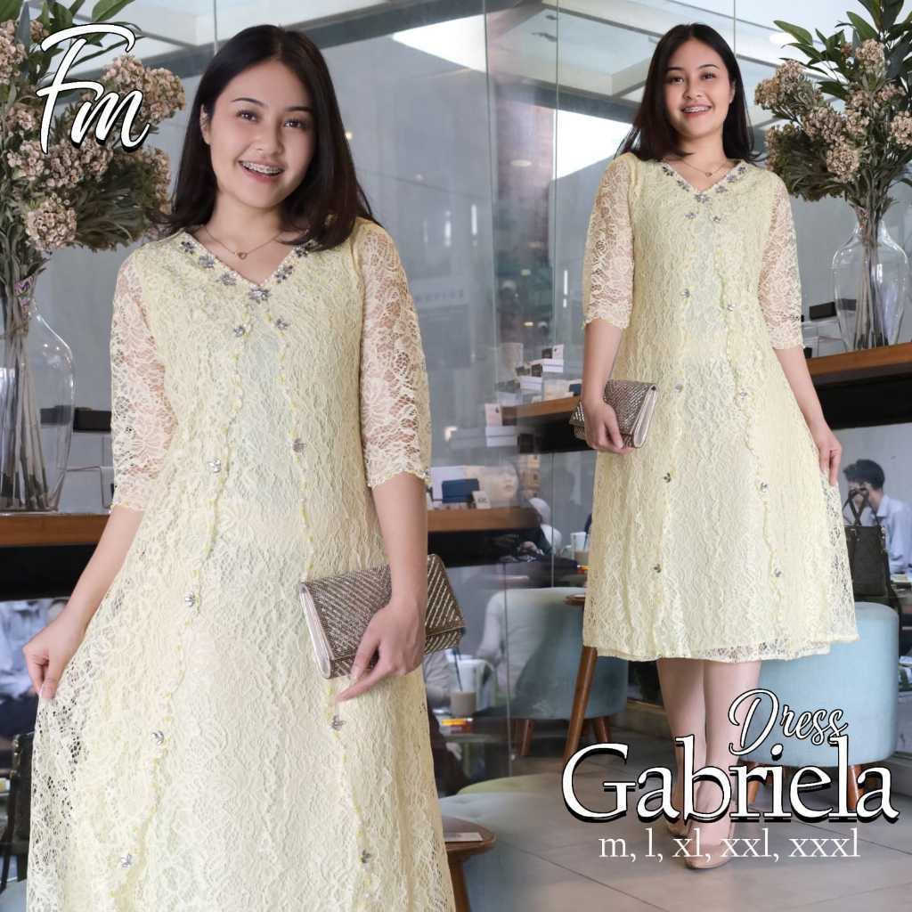 GISELLA-Dress gabriella mix payet model terbaru dress natalan gereja dan kondangan mewah