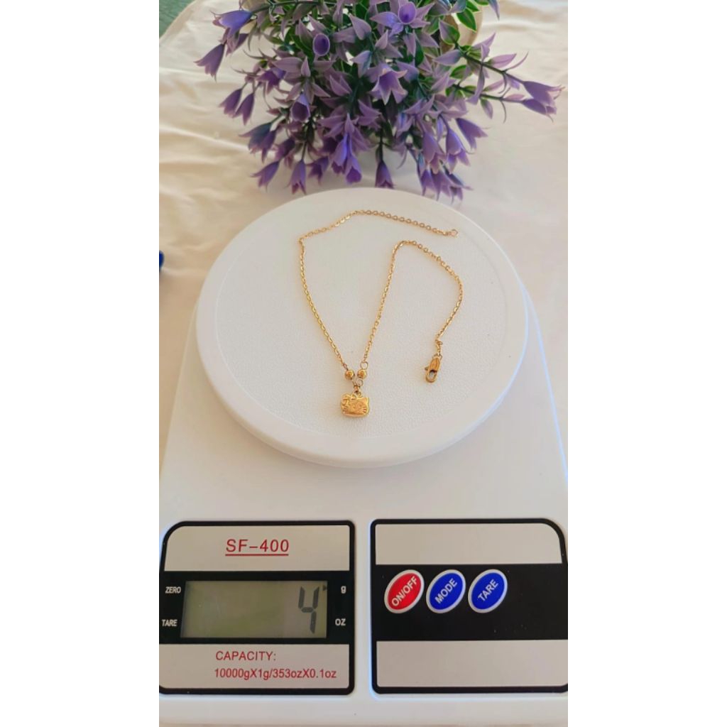 Kalung anak HelloKitty titanium asli berlapis emas