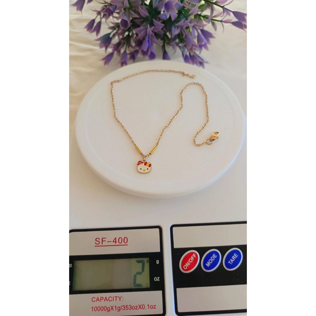 Kalung anak HelloKitty titanium asli berlapis emas