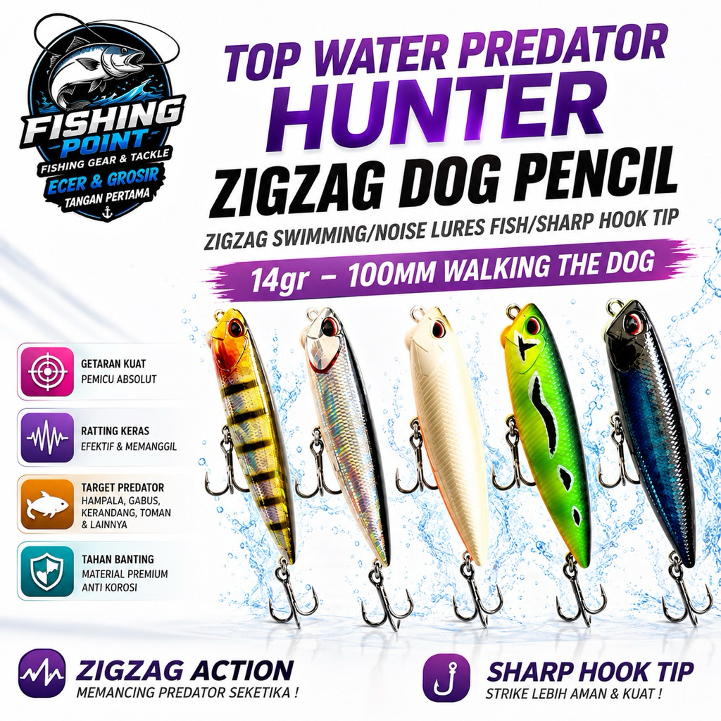 UMPAN PENCIL WTD ZIG-ZAG 14GR - 10CM UMPAN BASS FAMILY TOMAN GT [UMHP18]