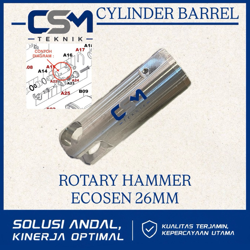 CYLINDER BARREL ROTARY HAMMER DRILL ECOSEN 26MM SELONGSONG BOR BOBOK SDS+ ECOSEN 26MM