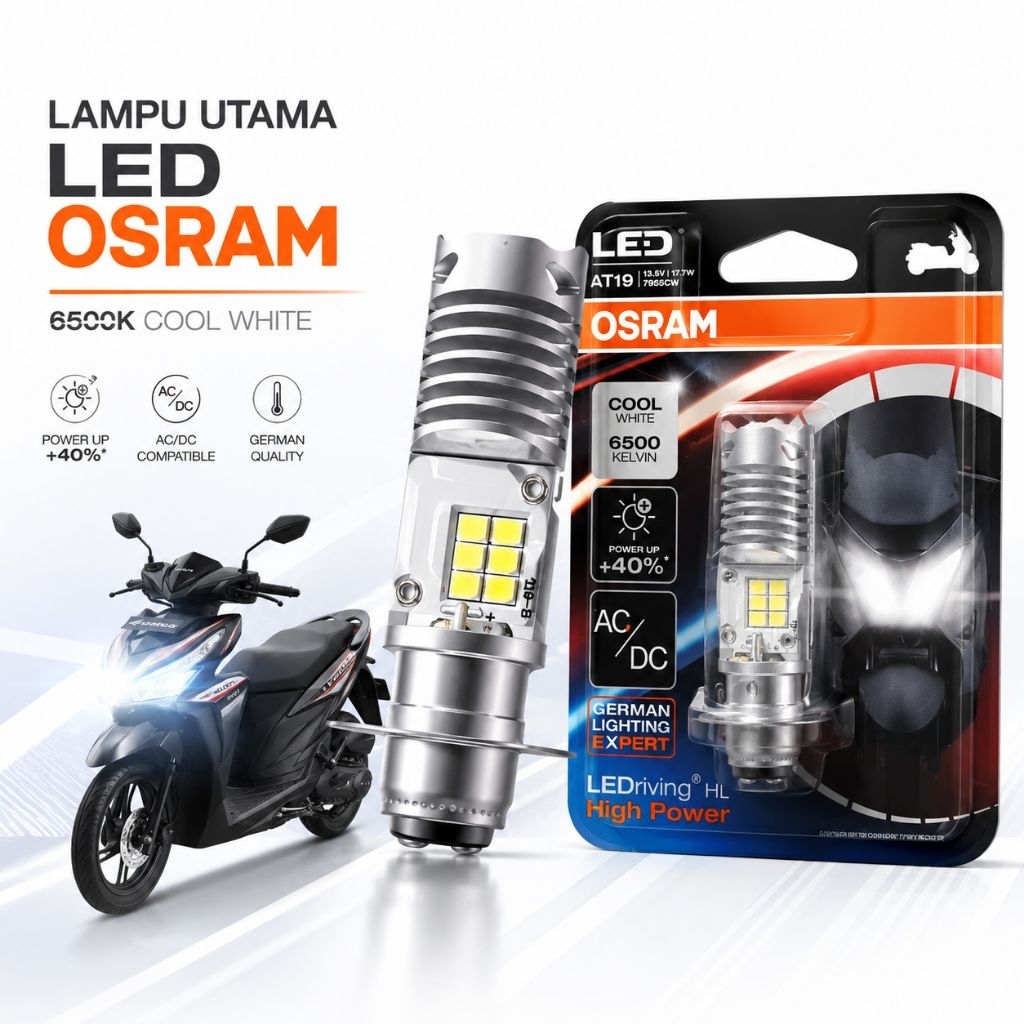 LAMPU LED PUTIH UTAMA MOTOR BEBEK MATIC LAKI SPORT  H6 OSRAM T19 H6 H4 HS1 XENON : SUPRA KHARISMA JU
