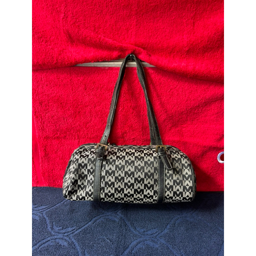 TAS SHOULDER WANITA DOUBLE M MILANO KANVAS SECOND BRANDED HITAM / TAS TOTE SPEEDY WANITA SECOND