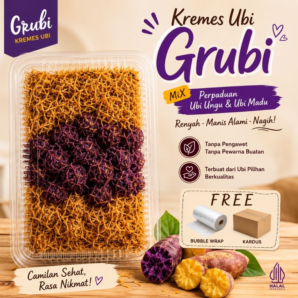 Kremes Ubi / Grubi Mix Ubi Ungu & Ubi Madu | Camilan Renyah Manis | Oleh-Oleh Khas Bandung
