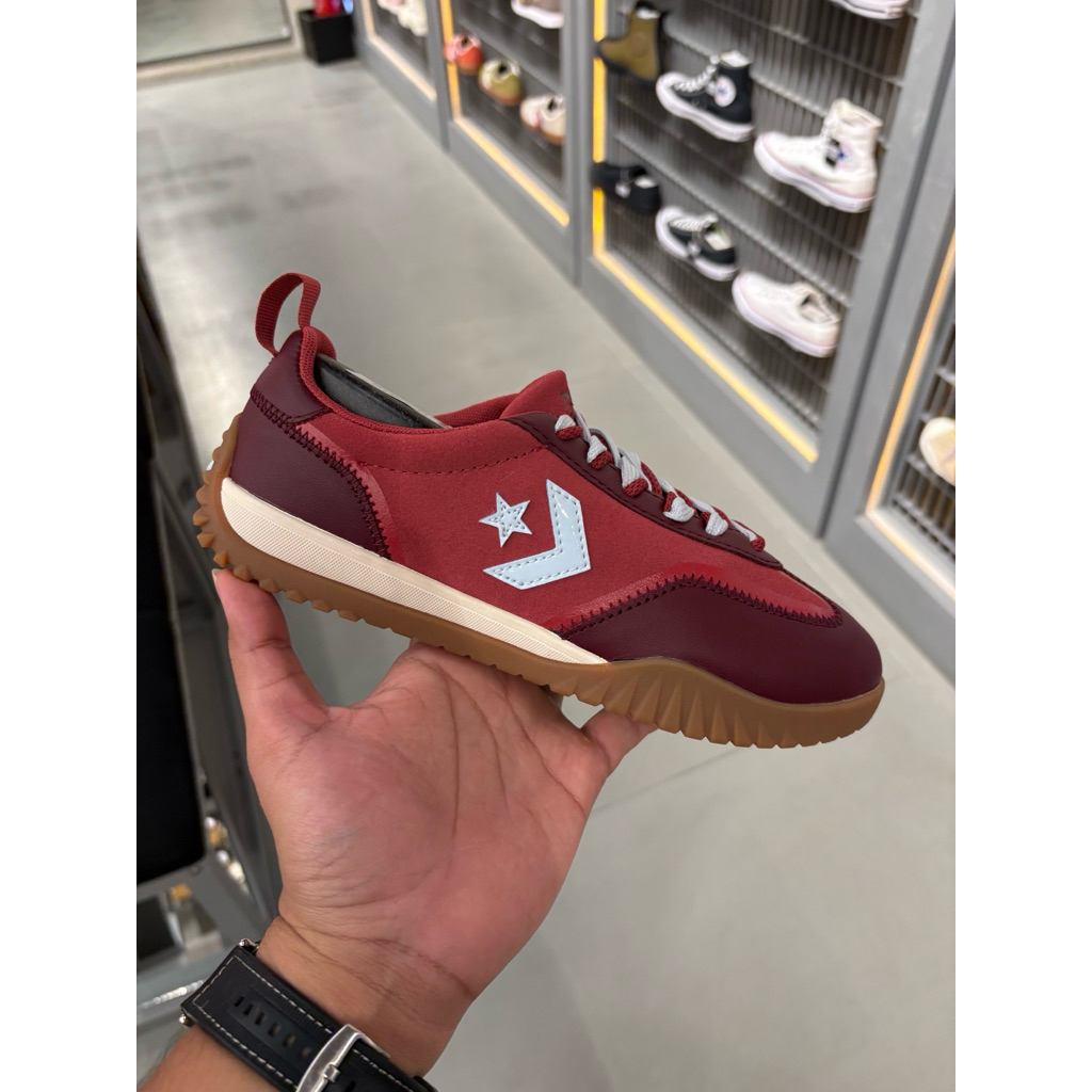 Sepatu Converse Run Star Trainer Red Maroon Leather