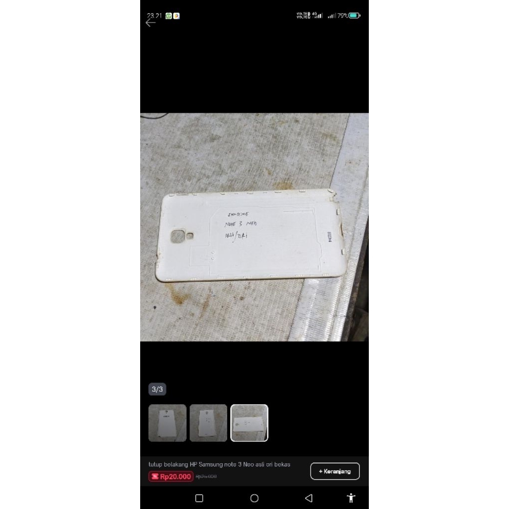 tutup belakang Samsung Note 3 Neo second