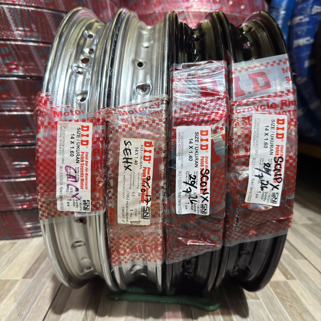 VELG RIM LINGKAR DID 140 14 160 14 CHROME & HITAM ASLI ORIGINAL D.I.D MOTOR MATIC RING 14 MIO SPIN B