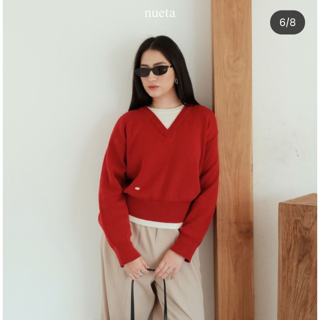 Fake V Neck Sweater Nueta | Sweater Knitwear By Nueta