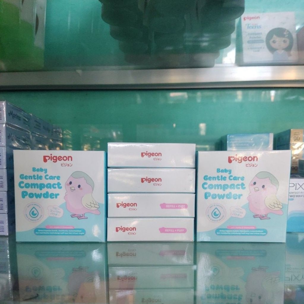 COD Bedak pigeon baby powder tempat plus puff dan refill plus puff