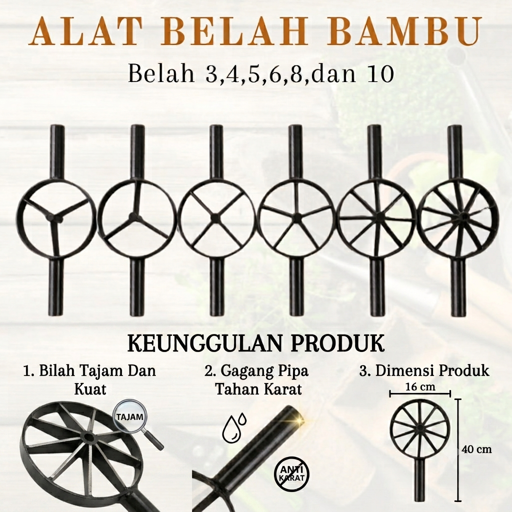 Alat Belah Bambu Manual / Belah Bambu / Pisau Belah Bambu / Belah 3 Sampai 8