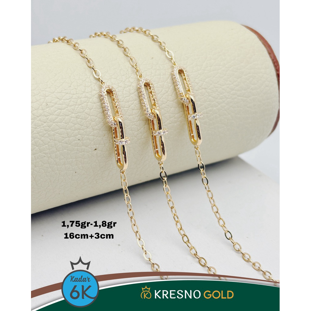 Gelang Rantai Emas 6K model paku Elegan