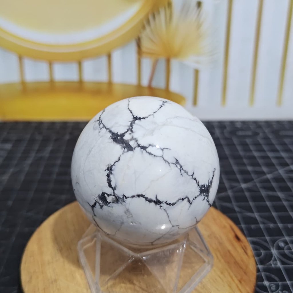 Batu Natural Howlite Sphere (4) Asli Batu Alam