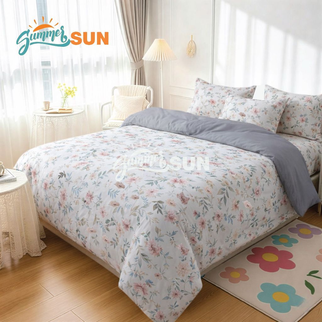 Bed Cover Set Rose Cloud Mix Silver - Summersun09