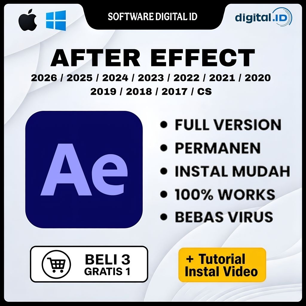 After Effects 2026 - 2017 Full Version Lifetime Permanen Windows & Mac Os | Tersedia Versi 2026 / 20