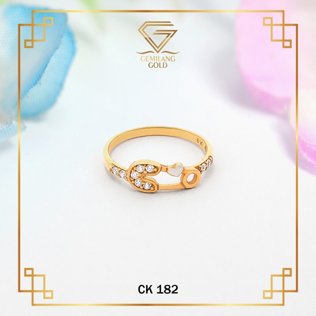 CINCIN EMAS ASLI KADAR 300 (6K) & 375 (8K) MODEL BUNGA TUMPUK, LOVE GEMBOK KUNCI & PENITI RING CINCI