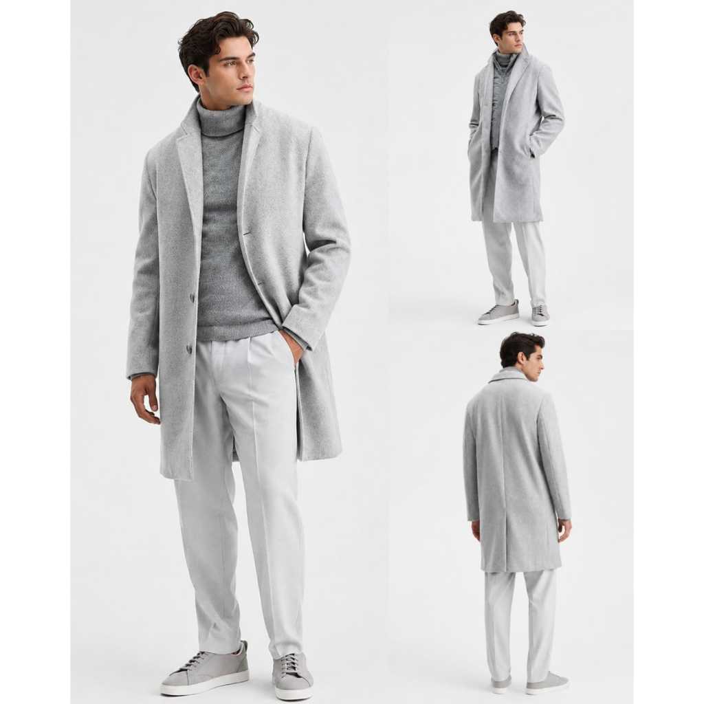Jaket Panjang Long Coat Pria AF Men's Modular Wool Coat - 2958