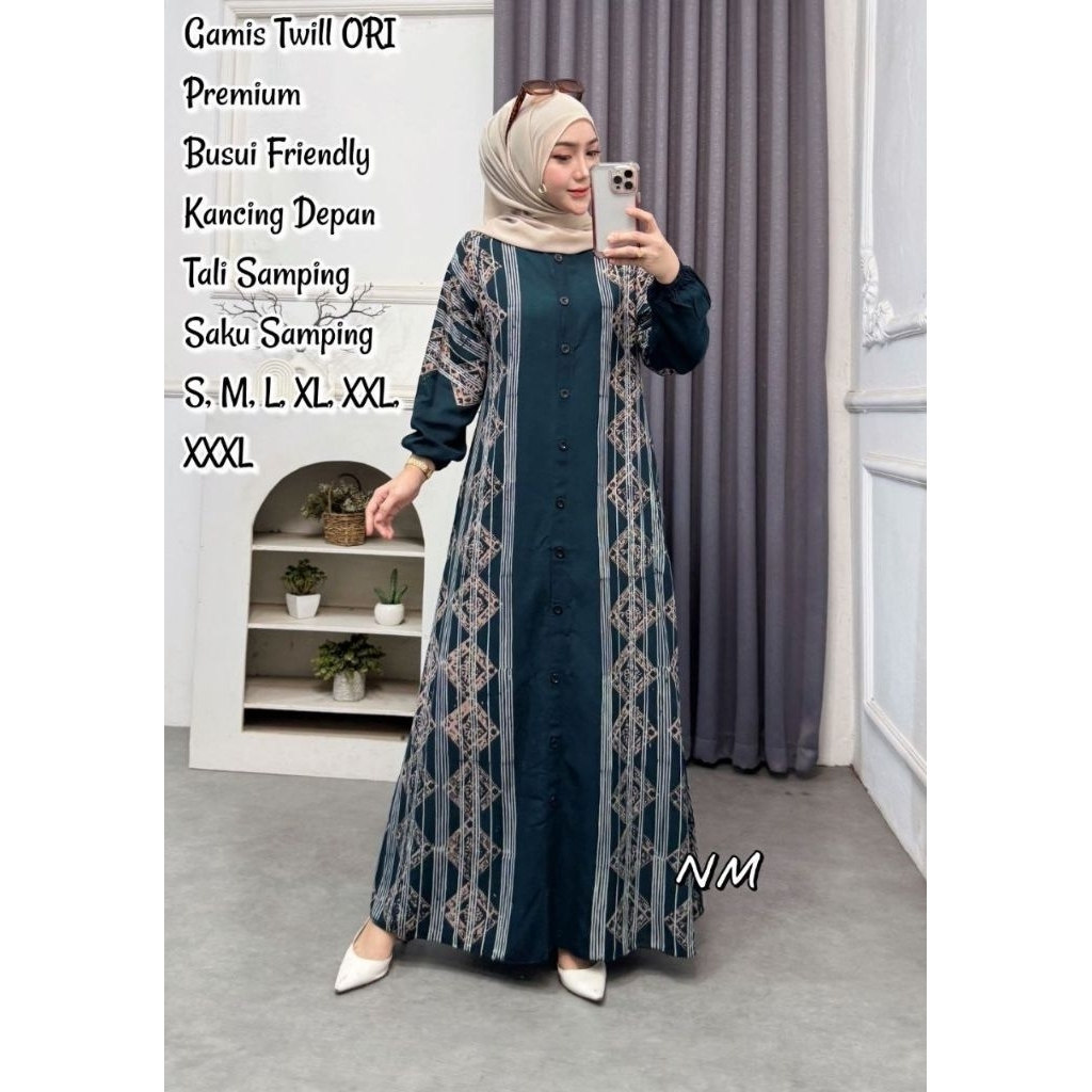 Gamis Twill ori Gamis twill cap pekalongan Gamis twill motif gamis syari gamis muslimah
