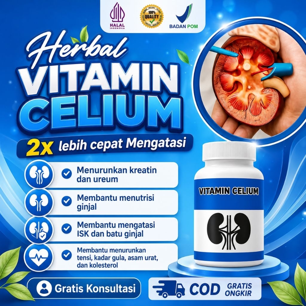 Vitamin Celium Halal Membantu Menutrisi Ginjal, Menurunkan Kreatin & Ureum Dalam Darah