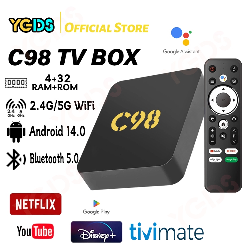 YGDS C98 Android Tv Box Android 14.0 OS Ram 4gb Rom 32gb WiFi 5G/2.4G Bluetooth Smart Tv Box 4K Ultr