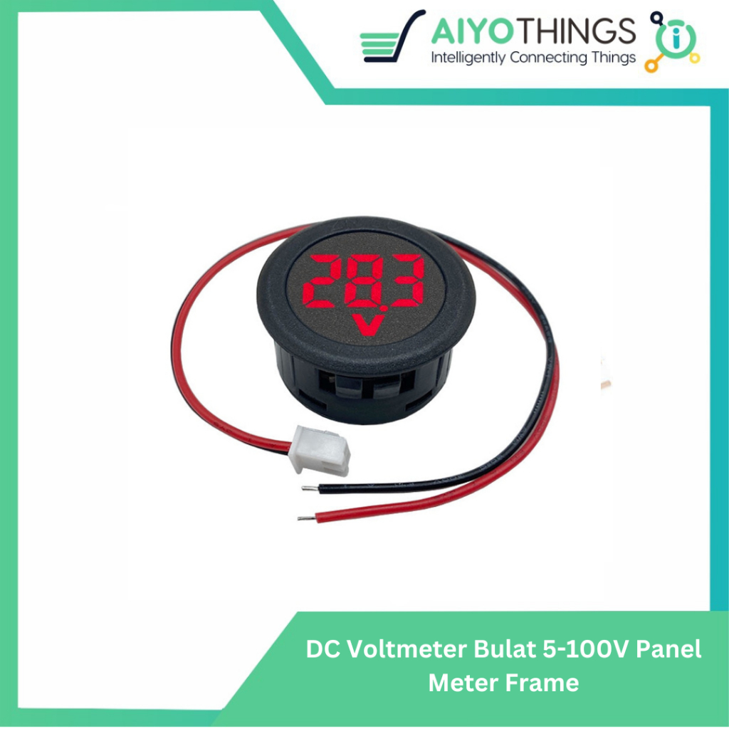 DC Voltmeter Bulat 5-100V Panel Meter Digital Round Volt Meter dengan Frame